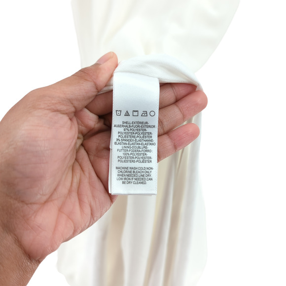 DRESS THE POPULATION Women S Monroe Gown Dress Off White Side Slit Sweetheart - Picture 6 of 9